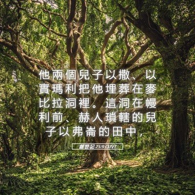 Picture 05 - 創 世 記 25:9 CUVT - 他 兩 個 兒 子 以 撒 、 以 實 瑪 利 - Bible Verse Picture