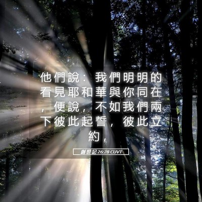 Picture 05 - 創 世 記 26:28 CUVT - 他 們 說 ： 我 們 明 明 的 看 見 耶 - Bible Verse Picture