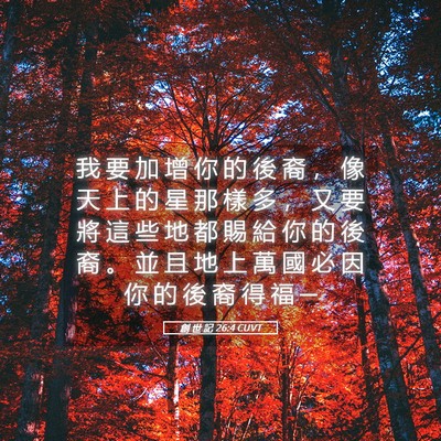 Picture 05 - 創 世 記 26:4 CUVT - 我 要 加 增 你 的 後 裔 ， 像 天 上 - Bible Verse Picture