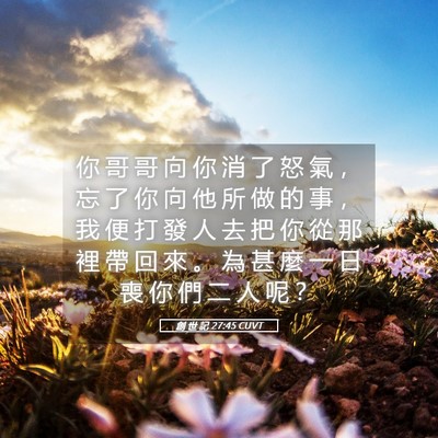 Picture 05 - 創 世 記 27:45 CUVT - 你 哥 哥 向 你 消 了 怒 氣 ， 忘 了 - Bible Verse Picture