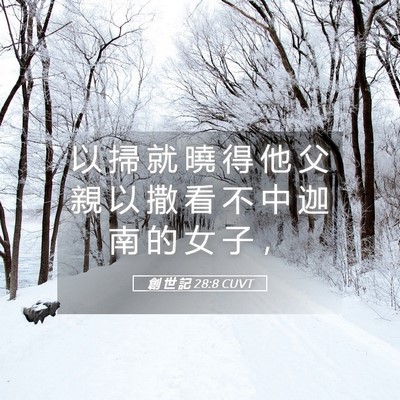 Picture 05 - 創 世 記 28:8 CUVT - 以 掃 就 曉 得 他 父 親 以 撒 看 不 - Bible Verse Picture