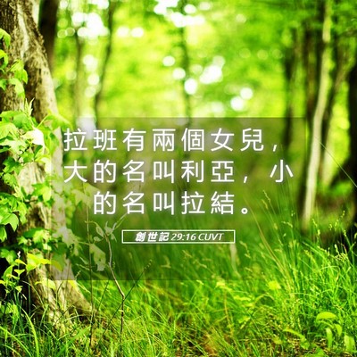 Picture 05 - 創 世 記 29:16 CUVT - 拉 班 有 兩 個 女 兒 ， 大 的 名 叫 - Bible Verse Picture