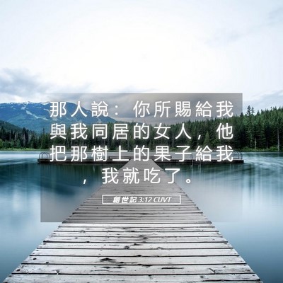 Picture 05 - 創 世 記 3:12 CUVT - 那 人 說 ： 你 所 賜 給 我 與 我 同 - Bible Verse Picture