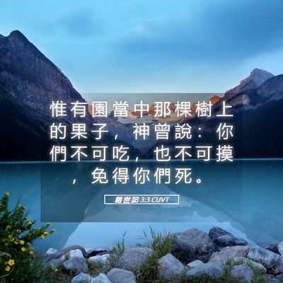 Picture 05 - 創 世 記 3:3 CUVT - 惟 有 園 當 中 那 棵 樹 上 的 果 子 - Bible Verse Picture