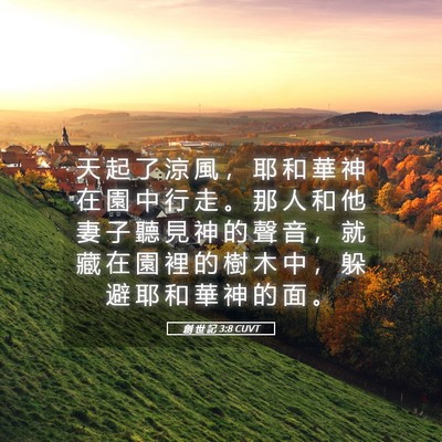Picture 05 - 創 世 記 3:8 CUVT - 天 起 了 涼 風 ， 耶 和 華 神 在 園 - Bible Verse Picture
