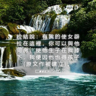 Picture 05 - 創 世 記 30:3 CUVT - 拉 結 說 ： 有 我 的 使 女 辟 拉 在 - Bible Verse Picture