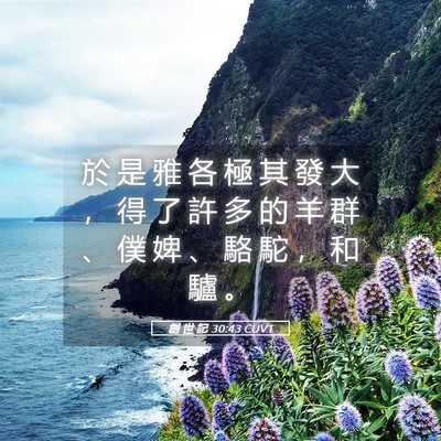 Picture 05 - 創 世 記 30:43 CUVT - 於 是 雅 各 極 其 發 大 ， 得 了 許 - Bible Verse Picture