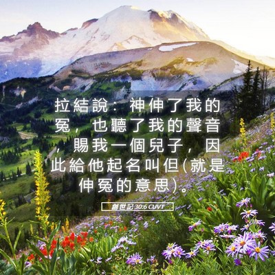 Picture 05 - 創 世 記 30:6 CUVT - 拉 結 說 ： 神 伸 了 我 的 冤 ， 也 - Bible Verse Picture