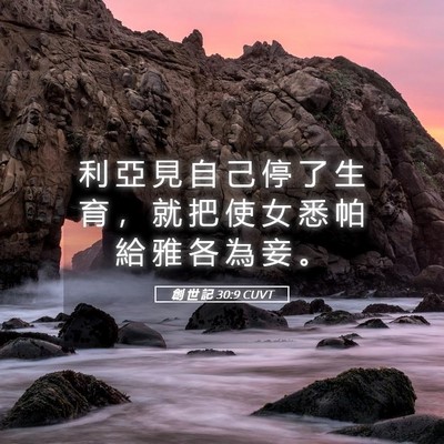 Picture 05 - 創 世 記 30:9 CUVT - 利 亞 見 自 己 停 了 生 育 ， 就 把 - Bible Verse Picture