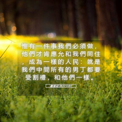 Picture 05 - 創 世 記 34:22 CUVT - 惟 有 一 件 事 我 們 必 須 做 ， 他 - Bible Verse Picture