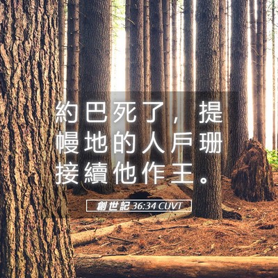 Picture 05 - 創 世 記 36:34 CUVT - 約 巴 死 了 ， 提 幔 地 的 人 戶 珊 - Bible Verse Picture