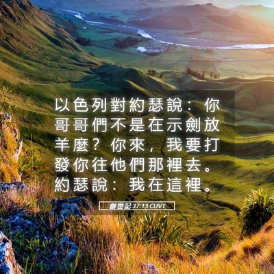 Picture 05 - 創 世 記 37:13 CUVT - 以 色 列 對 約 瑟 說 ： 你 哥 哥 們 - Bible Verse Picture
