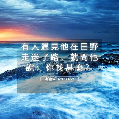 Picture 05 - 創 世 記 37:15 CUVT - 有 人 遇 見 他 在 田 野 走 迷 了 路 - Bible Verse Picture