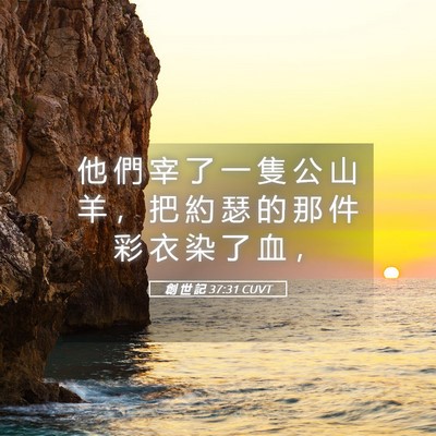 Picture 05 - 創 世 記 37:31 CUVT - 他 們 宰 了 一 隻 公 山 羊 ， 把 約 - Bible Verse Picture