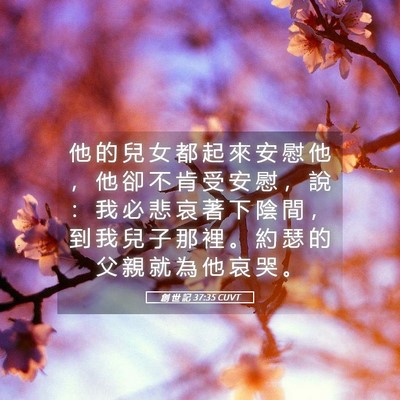 Picture 05 - 創 世 記 37:35 CUVT - 他 的 兒 女 都 起 來 安 慰 他 ， 他 - Bible Verse Picture