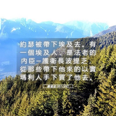 Picture 05 - 創 世 記 39:1 CUVT - 約 瑟 被 帶 下 埃 及 去 。 有 一 個 - Bible Verse Picture