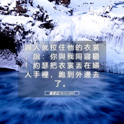 Picture 05 - 創 世 記 39:12 CUVT - 婦 人 就 拉 住 他 的 衣 裳 ， 說 ： - Bible Verse Picture