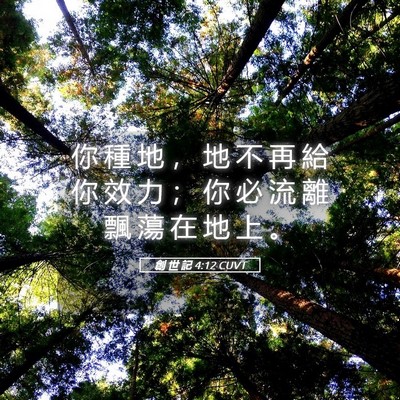 Picture 05 - 創 世 記 4:12 CUVT - 你 種 地 ， 地 不 再 給 你 效 力 ； - Bible Verse Picture