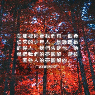 Picture 05 - 創 世 記 41:12 CUVT - 在 那 裡 同 著 我 們 有 一 個 希 伯 - Bible Verse Picture
