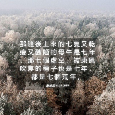 Picture 05 - 創 世 記 41:27 CUVT - 那 隨 後 上 來 的 七 隻 又 乾 瘦 又 - Bible Verse Picture