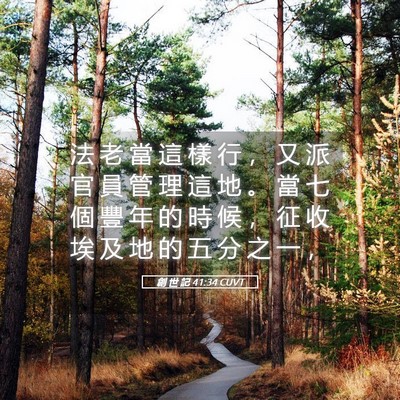 Picture 05 - 創 世 記 41:34 CUVT - 法 老 當 這 樣 行 ， 又 派 官 員 管 - Bible Verse Picture