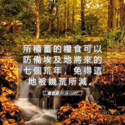 Picture 05 - 創 世 記 41:36 CUVT - 所 積 蓄 的 糧 食 可 以 防 備 埃 及 - Bible Verse Picture