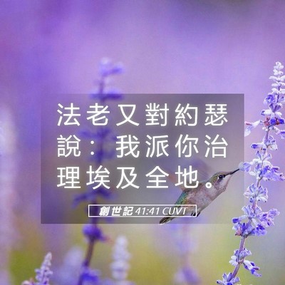 Picture 05 - 創 世 記 41:41 CUVT - 法 老 又 對 約 瑟 說 ： 我 派 你 治 - Bible Verse Picture