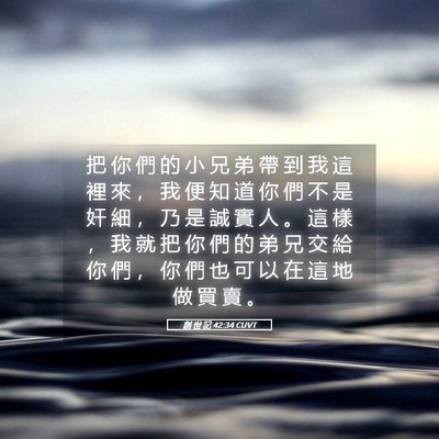 Picture 05 - 創 世 記 42:34 CUVT - 把 你 們 的 小 兄 弟 帶 到 我 這 裡 - Bible Verse Picture