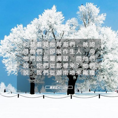 Picture 05 - 創 世 記 42:7 CUVT - 約 瑟 看 見 他 哥 哥 們 ， 就 認 得 - Bible Verse Picture