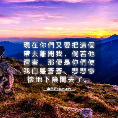 Picture 05 - 創 世 記 44:29 CUVT - 現 在 你 們 又 要 把 這 個 帶 去 離 - Bible Verse Picture