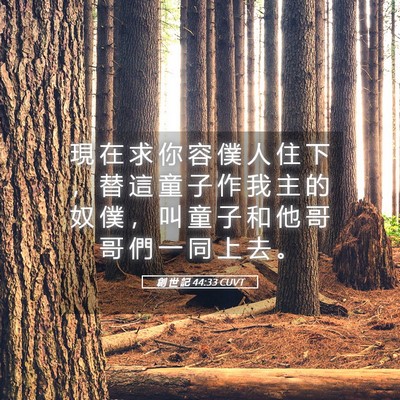 Picture 05 - 創 世 記 44:33 CUVT - 現 在 求 你 容 僕 人 住 下 ， 替 這 - Bible Verse Picture