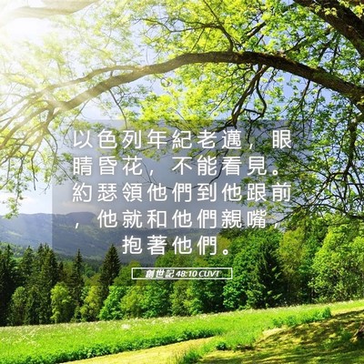 Picture 05 - 創 世 記 48:10 CUVT - 以 色 列 年 紀 老 邁 ， 眼 睛 昏 花 - Bible Verse Picture