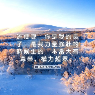 Picture 05 - 創 世 記 49:3 CUVT - 流 便 哪 ， 你 是 我 的 長 子 ， 是 - Bible Verse Picture
