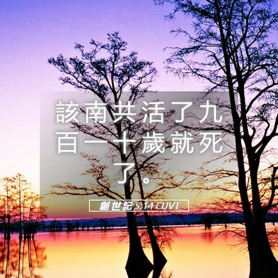 Picture 05 - 創 世 記 5:14 CUVT - 該 南 共 活 了 九 百 一 十 歲 就 死 - Bible Verse Picture