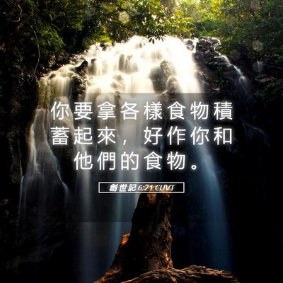Picture 05 - 創 世 記 6:21 CUVT - 你 要 拿 各 樣 食 物 積 蓄 起 來 ， - Bible Verse Picture