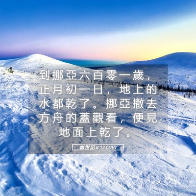 Picture 05 - 創 世 記 8:13 CUVT - 到 挪 亞 六 百 零 一 歲 ， 正 月 初 - Bible Verse Picture