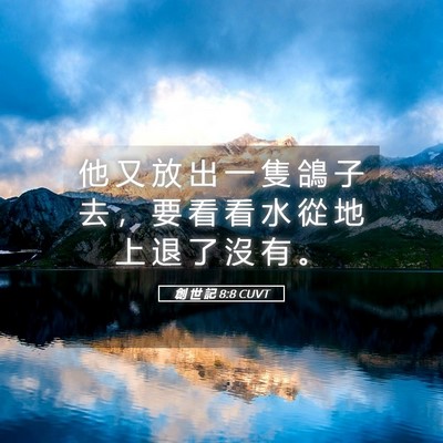 Picture 05 - 創 世 記 8:8 CUVT - 他 又 放 出 一 隻 鴿 子 去 ， 要 看 - Bible Verse Picture