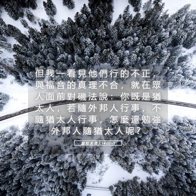 Picture 05 - 加 拉 太 書 2:14 CUVT - 但 我 一 看 見 他 們 行 的 不 正 ， - Bible Verse Picture