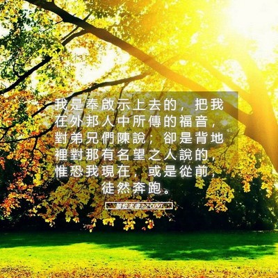 Picture 05 - 加 拉 太 書 2:2 CUVT - 我 是 奉 啟 示 上 去 的 ， 把 我 在 - Bible Verse Picture