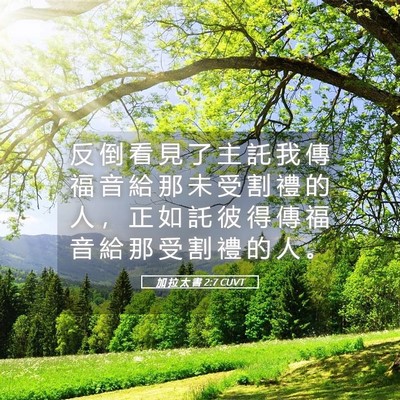 Picture 05 - 加 拉 太 書 2:7 CUVT - 反 倒 看 見 了 主 託 我 傳 福 音 給 - Bible Verse Picture