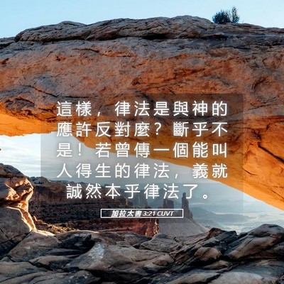 Picture 05 - 加 拉 太 書 3:21 CUVT - 這 樣 ， 律 法 是 與 神 的 應 許 反 - Bible Verse Picture