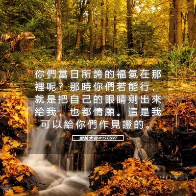 Picture 05 - 加 拉 太 書 4:15 CUVT - 你 們 當 日 所 誇 的 福 氣 在 那 裡 - Bible Verse Picture