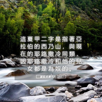 Picture 05 - 加 拉 太 書 4:25 CUVT - 這 夏 甲 二 字 是 指 著 亞 拉 伯 的 - Bible Verse Picture