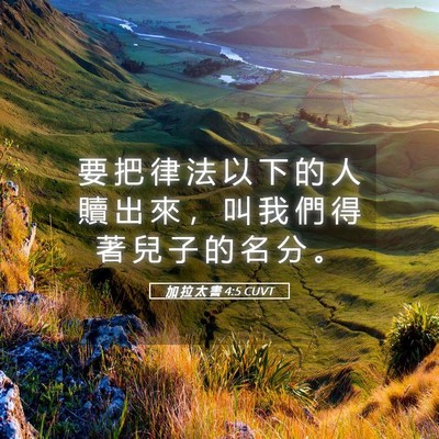 Picture 05 - 加 拉 太 書 4:5 CUVT - 要 把 律 法 以 下 的 人 贖 出 來 ， - Bible Verse Picture