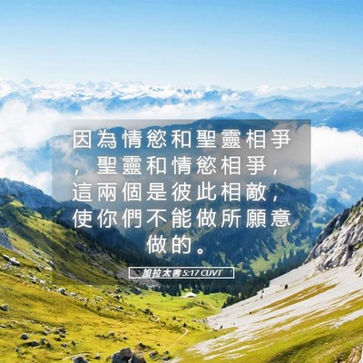Picture 05 - 加 拉 太 書 5:17 CUVT - 因 為 情 慾 和 聖 靈 相 爭 ， 聖 靈 - Bible Verse Picture