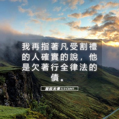 Picture 05 - 加 拉 太 書 5:3 CUVT - 我 再 指 著 凡 受 割 禮 的 人 確 實 - Bible Verse Picture
