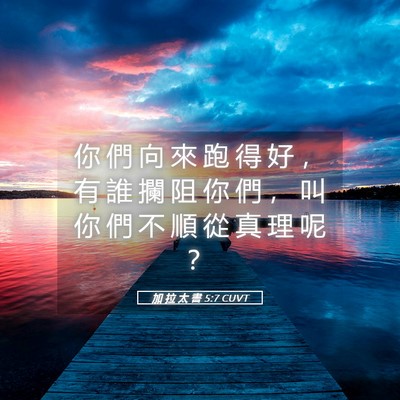 Picture 05 - 加 拉 太 書 5:7 CUVT - 你 們 向 來 跑 得 好 ， 有 誰 攔 阻 - Bible Verse Picture