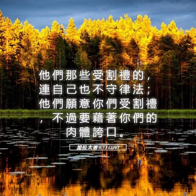 Picture 05 - 加 拉 太 書 6:13 CUVT - 他 們 那 些 受 割 禮 的 ， 連 自 己 - Bible Verse Picture