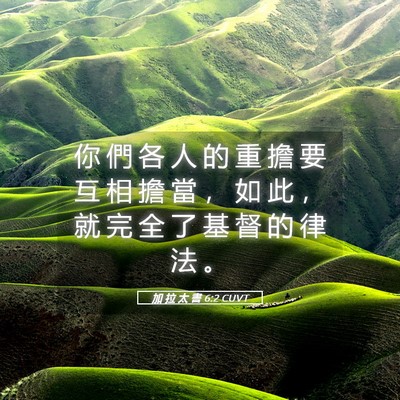 Picture 05 - 加 拉 太 書 6:2 CUVT - 你 們 各 人 的 重 擔 要 互 相 擔 當 - Bible Verse Picture