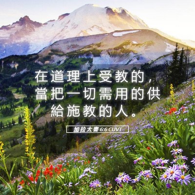 Picture 05 - 加 拉 太 書 6:6 CUVT - 在 道 理 上 受 教 的 ， 當 把 一 切 - Bible Verse Picture